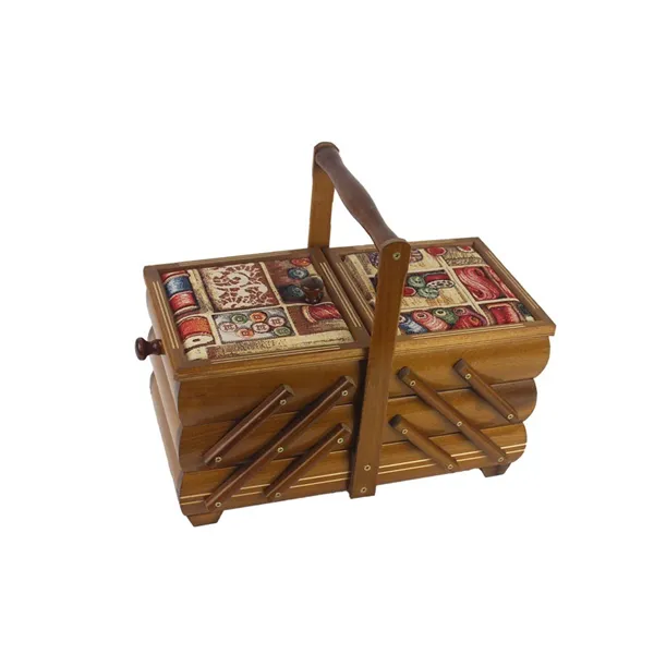 Nähkästchen hellbraun aus Holz, mittel 0960009/02