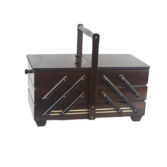 Nähkästchen dunkelbraun aus Holz, gross 0960013