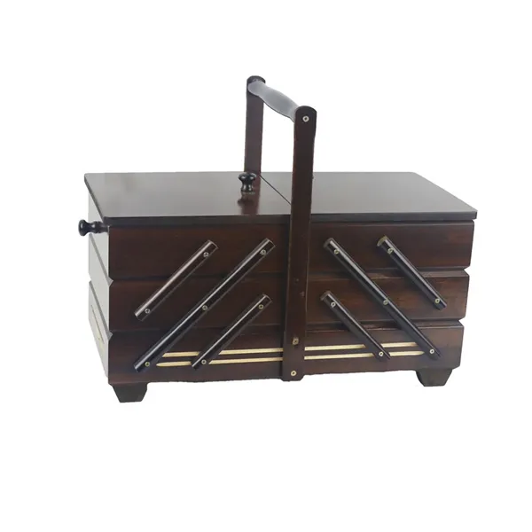 Nähkästchen dunkelbraun aus Holz, gross 0960013