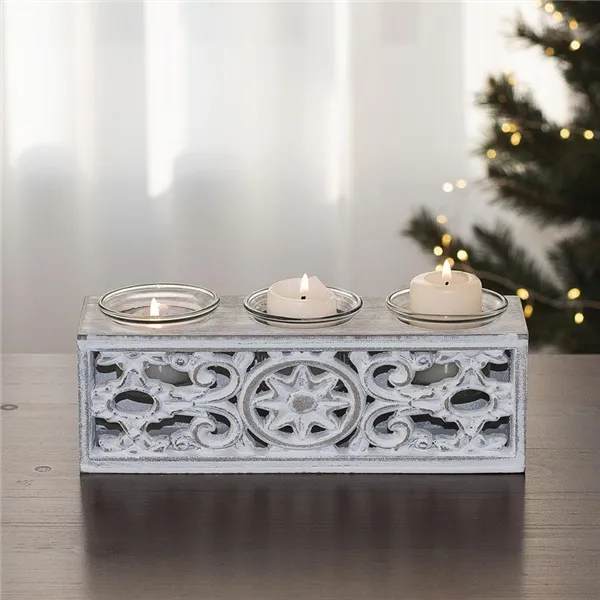 Hölzerner Kerzenhalter für 3 Kerzen D3371 