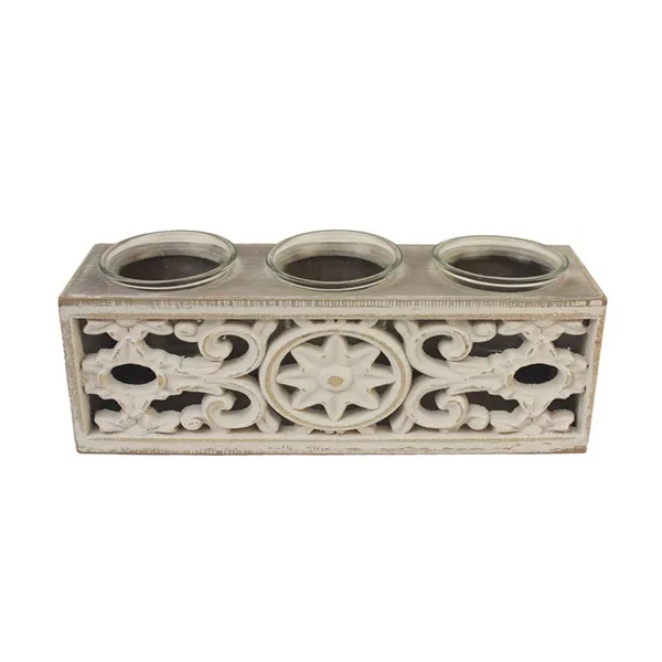 Hölzerner Kerzenhalter für 3 Kerzen D3371 