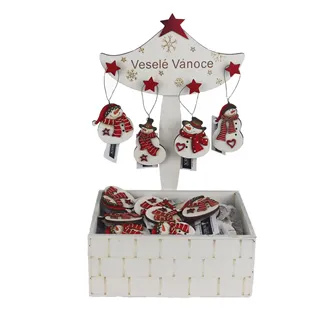 Holzschmuck für den Baum in einer Box, 72 Stück D7458