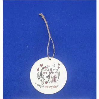 Deko Anhänger mit Katzen und Aufschrift Užij si krásný den, 10 St. D7867
