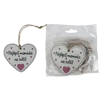 Hängendes Herz mit Aufschrift Nejlepší maminka na světě, 10 St. D7869