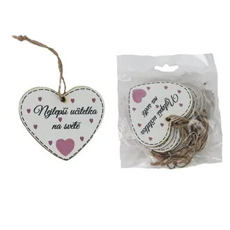 Hängendes Herz mit Aufschrift Nejlepší učitelka na světě, 10 St. D7870