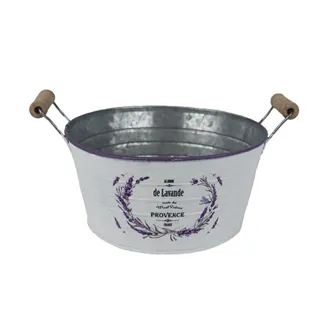 Zinn-Blumentopf mit Lavendelmotiv K4597