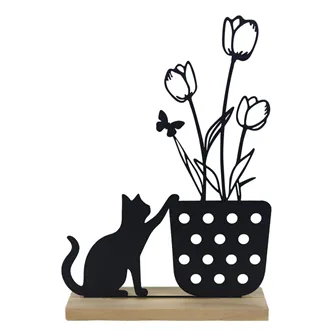 Katzendekoration mit Blume K4782