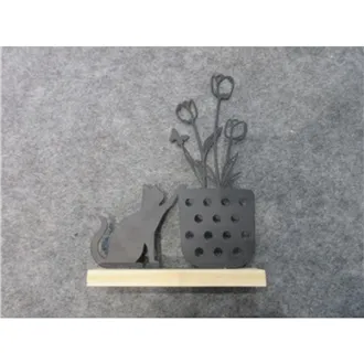 Katzendekoration mit Blume K4782