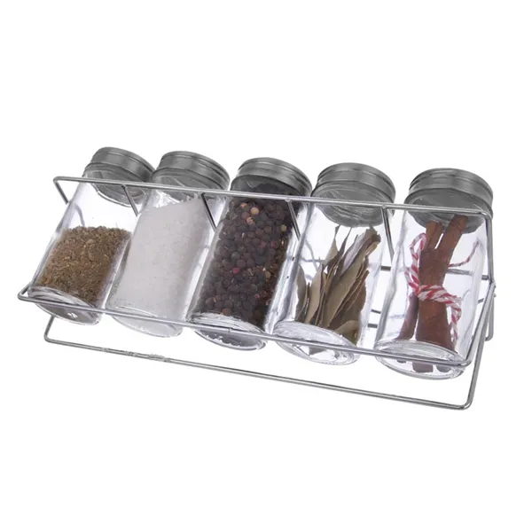 Spice Glas / Edelstahl 5 Stück + Ständer Chrom matt O0060