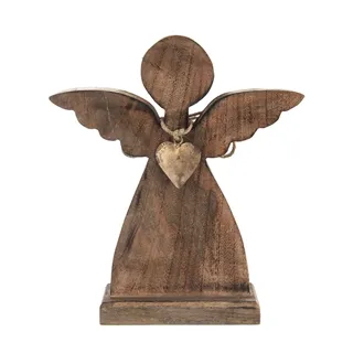 Engel aus Holz mit Metallherz O0363
