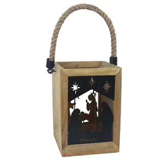 Kerzenständer aus Holz/Metall, MANGO-Krippenszene