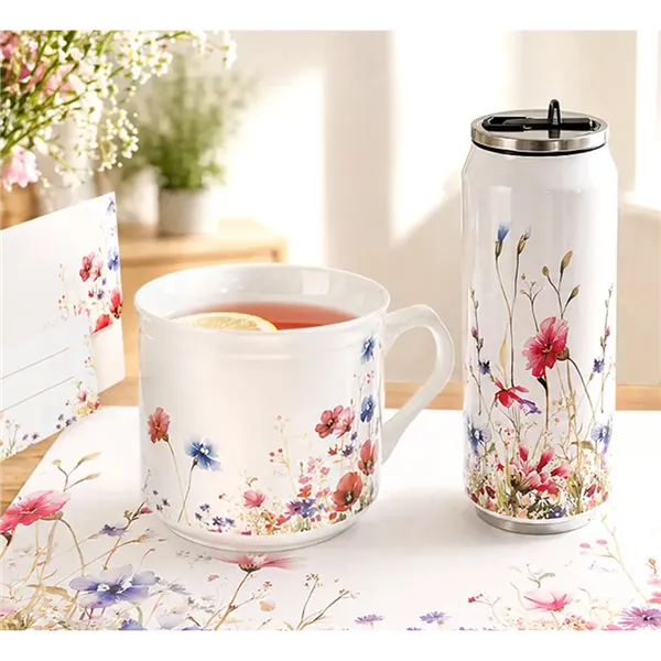 Keramikbecher mit Blumenmuster, 0,5 l, O0639