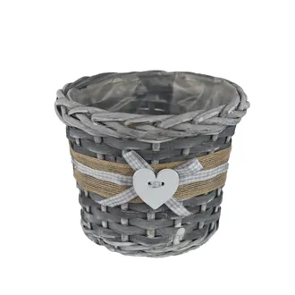 Pflanzkorb mit Folie grau P2024/2