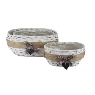 Pflanzkorb mit Folie weiß, S/3 P2027