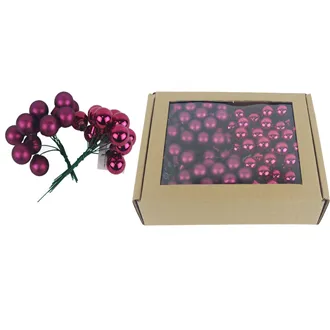 Glaskugeln auf Draht, bordeaux, Durchm. 2cm, S0570-09/BOX 144 Stück