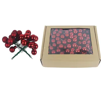 Glaskugeln Draht, rot, Durchm. 2cm, S0570-34/BOX 144 Stück