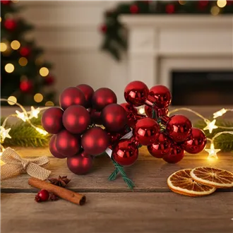 Glaskugeln auf Draht rot, Durchm. 2,5 cm, S0571-08/BOX 144 Stück