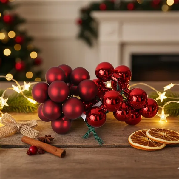 Glaskugeln auf Draht rot, Durchm. 2,5 cm, S0571-08/BOX 144 Stück