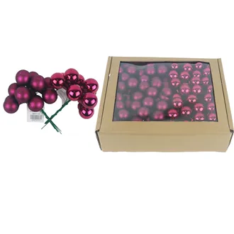 Glaskugeln auf Draht, bordeaux, Durchm. 2,5 cm, S0571-09/BOX 144 Stück