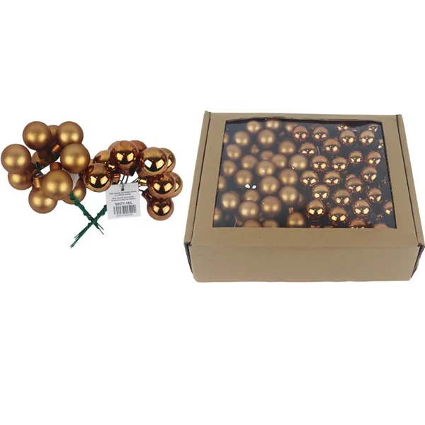 Glaskugeln auf Draht braun, Durchm. 2,5 cm, S0571-18/BOX 144 Stück