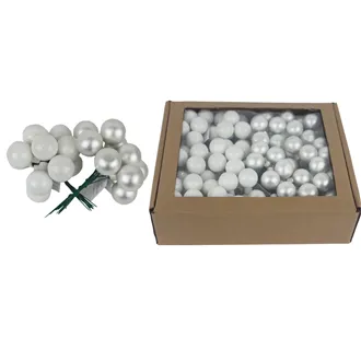 Glasdekoration auf Draht perlmuttern, Durchm. 2,5 cm, S0571-26/BOX 144 Stück