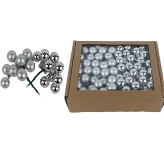 Glaskugeln auf draht, silber, Durchm. 2,5 cm, S0571-28/BOX 144 Stück