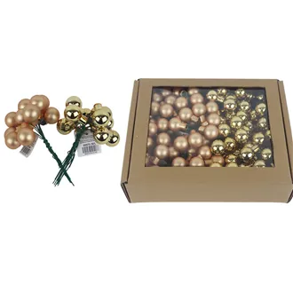 Glaskugeln auf Draht Champagner, Durchm. 2,5 cm, S0571-30/BOX 144 Stück