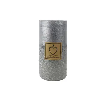 Stumpenkerze Metallic Silber 7 x 14 cm S0584-28