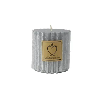 Stumpenkerze Metallic Silber 8 x 8 cm S0585-28