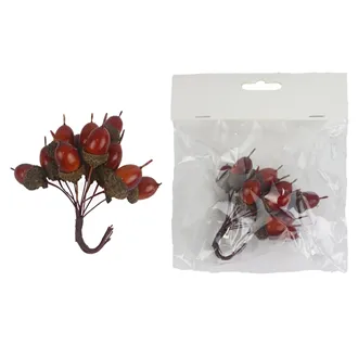 Eicheldekoration auf Draht, 12 Stück X7611-18