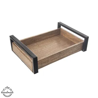 Tablett Holz/Metall MANGO 31x22 cm klein